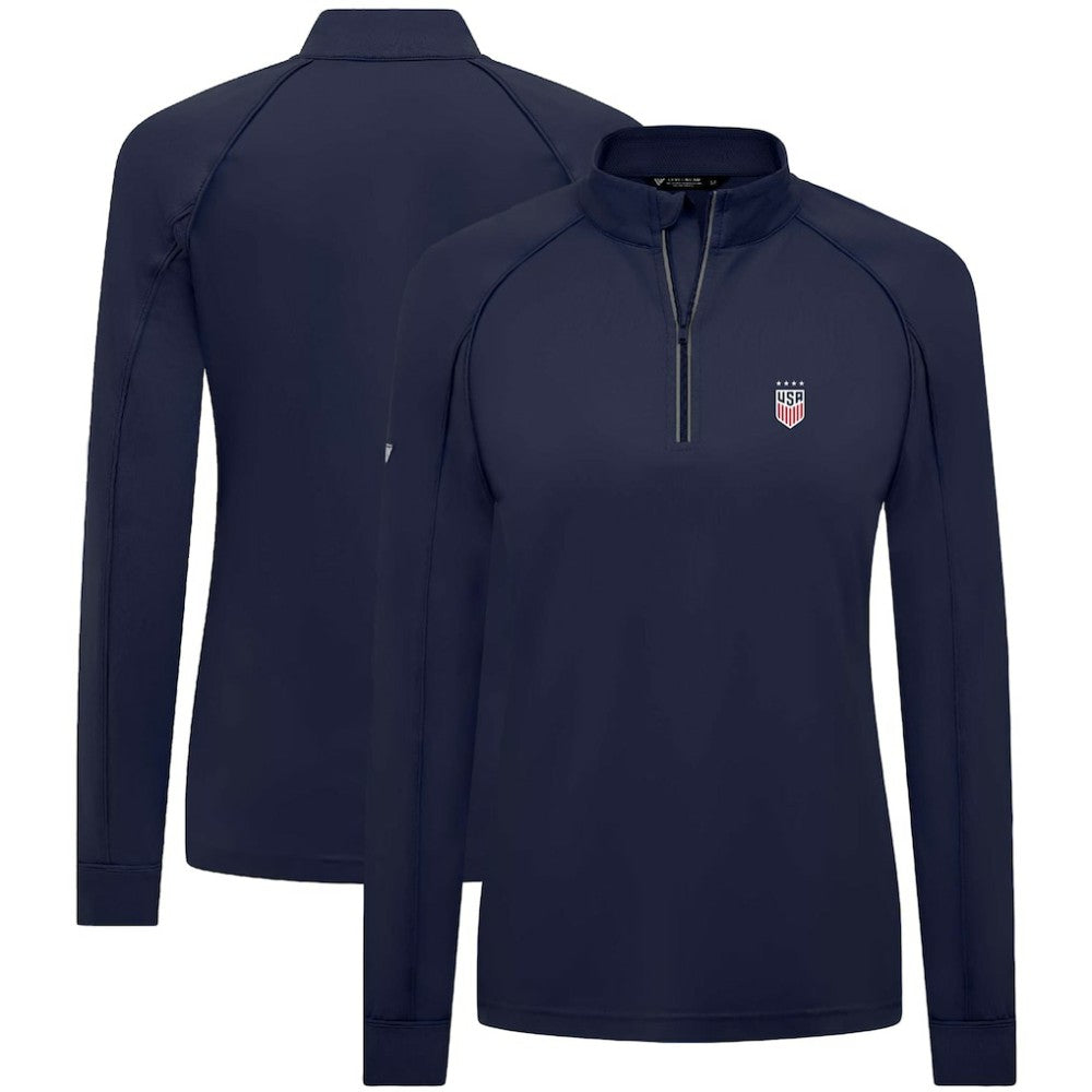 USWNT Levelwear Women's Kinetic Insignia Quarter-Zip Pullover - Navy discount