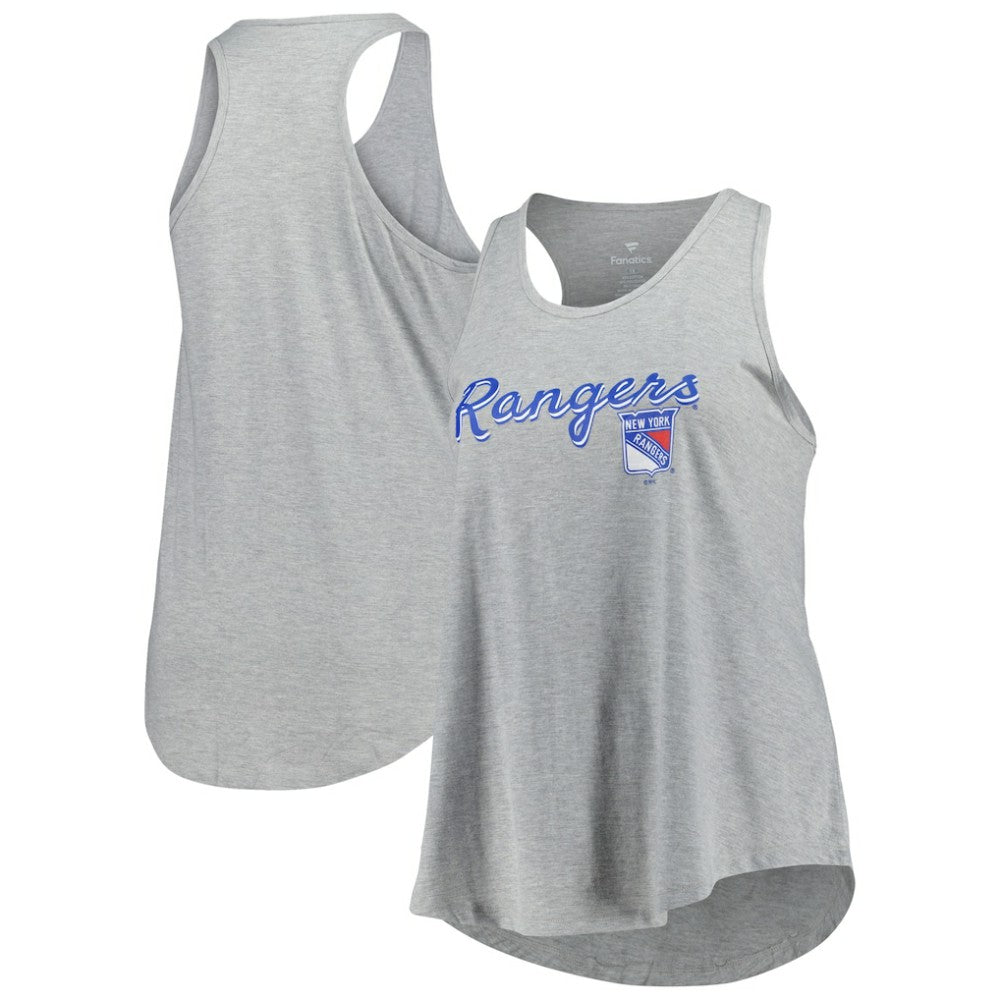 New York Rangers Fanatics Women's Plus Size Racerback Tank Top - Heather Gray Tank Top