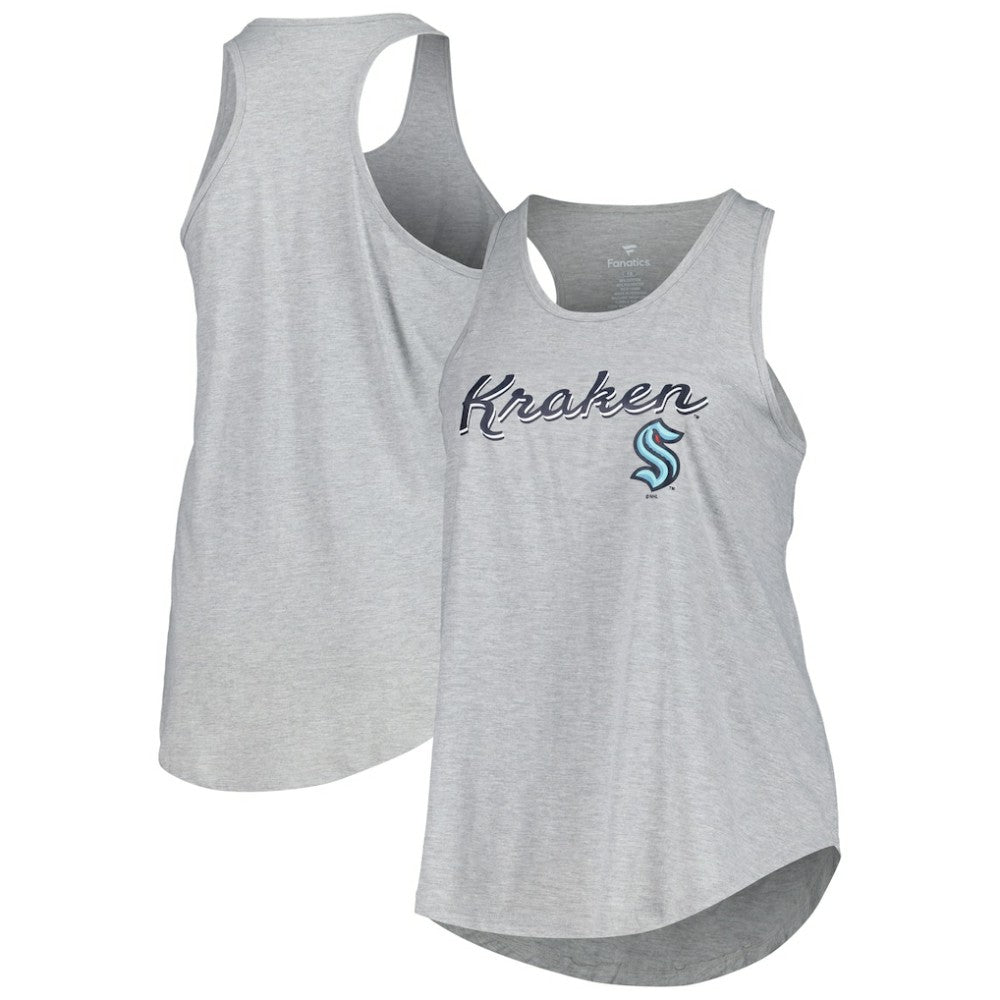 Seattle Kraken Fanatics Women's Plus Size Racerback Tank Top - Heather Gray Tank Top