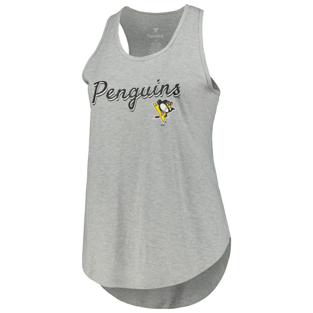 Pittsburgh Penguins Fanatics Women's Plus Size Racerback Tank Top - Heather Gray Tank Top