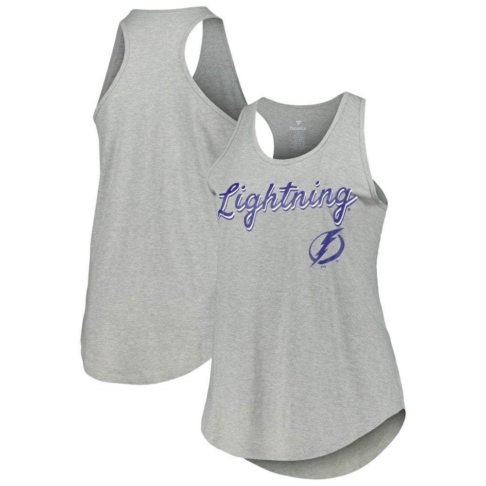 Tampa Bay Lightning Fanatics Women's Plus Size Racerback Tank Top - Heather Gray Tank Top