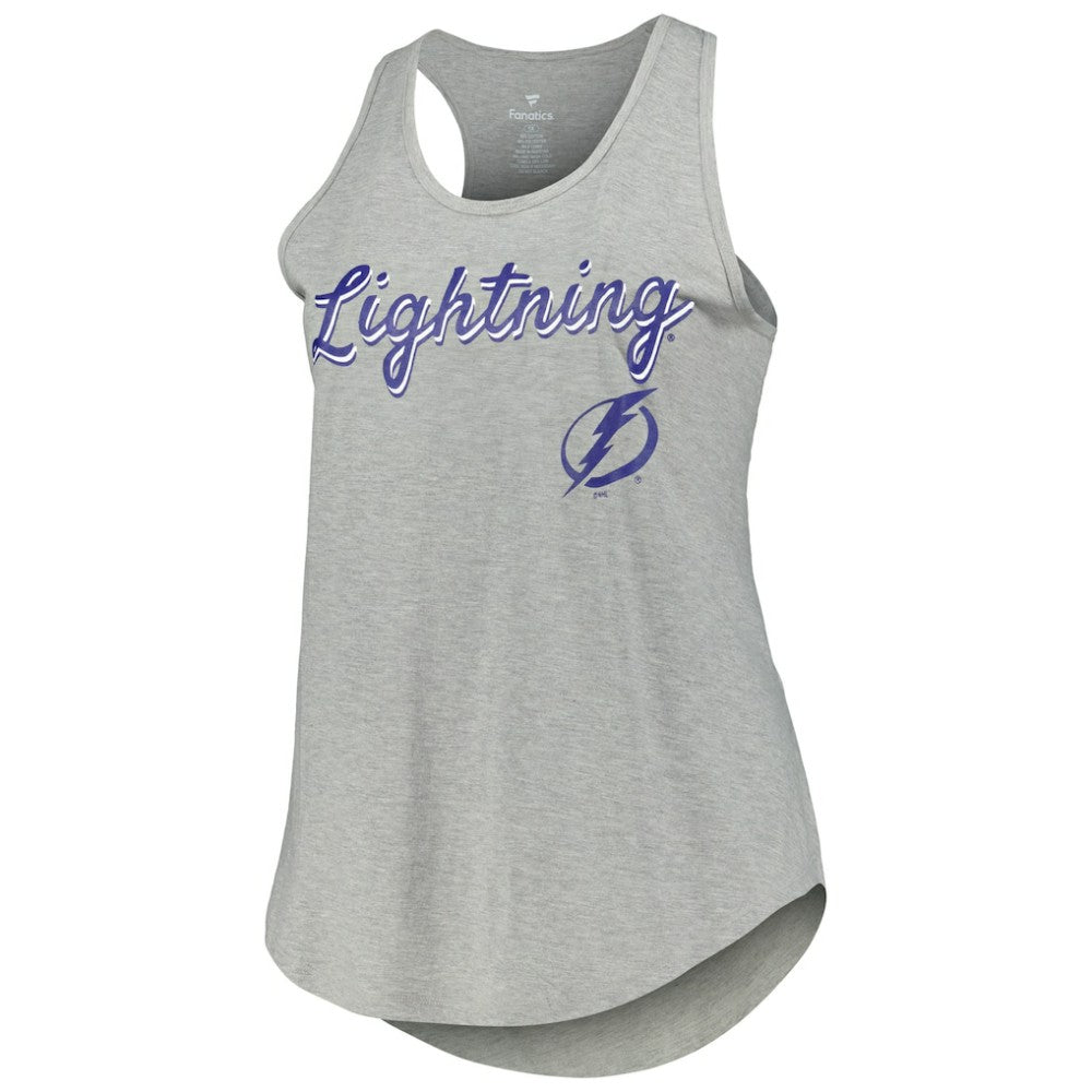 Tampa Bay Lightning Fanatics Women's Plus Size Racerback Tank Top - Heather Gray Tank Top