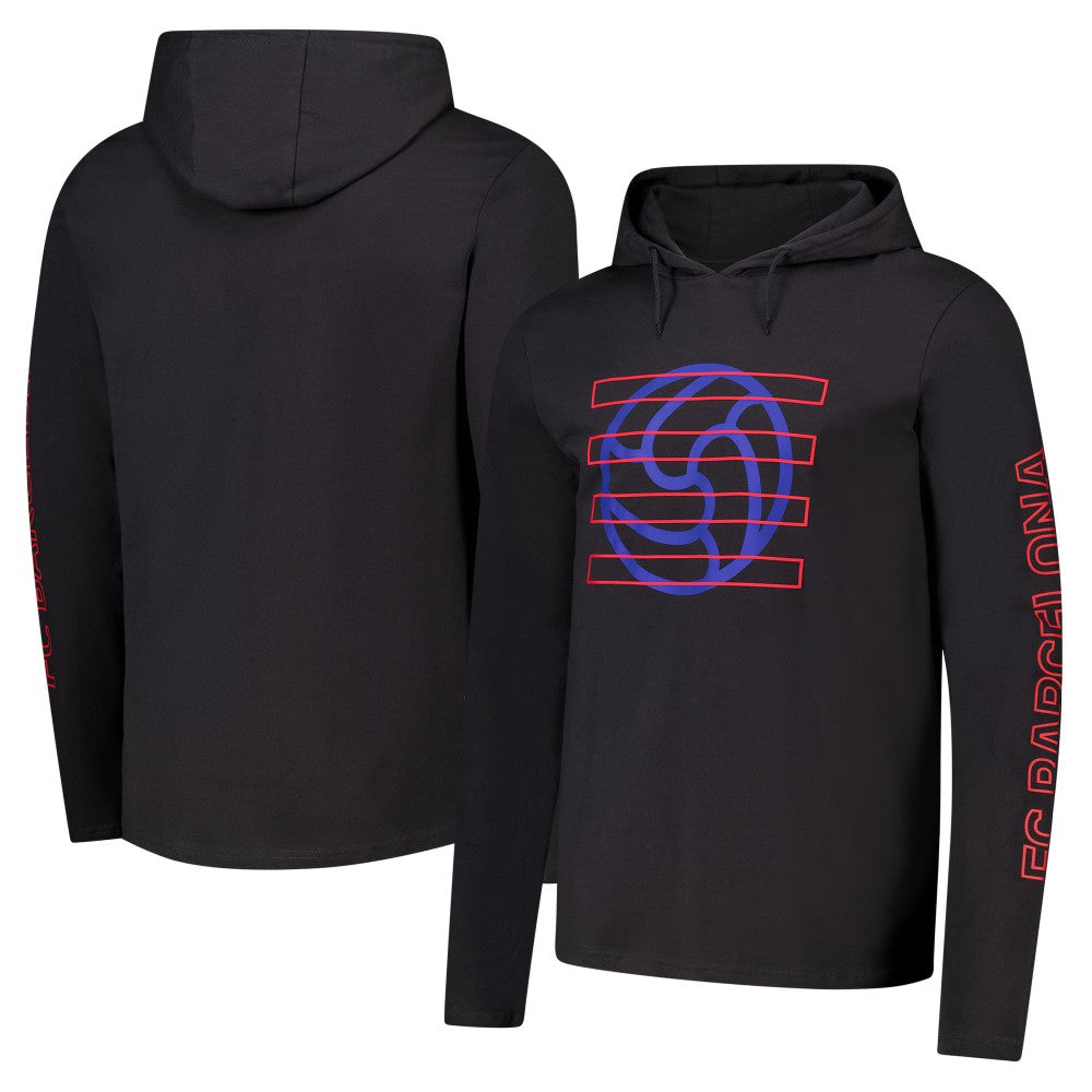 Barcelona Wordmark Long Sleeve Hoodie T-Shirt- Charcoal shop