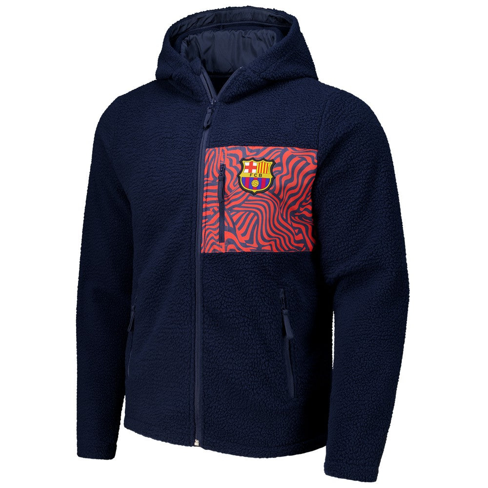 Barcelona Sherpa Full-Zip Hoodie Jacket - Navy discount
