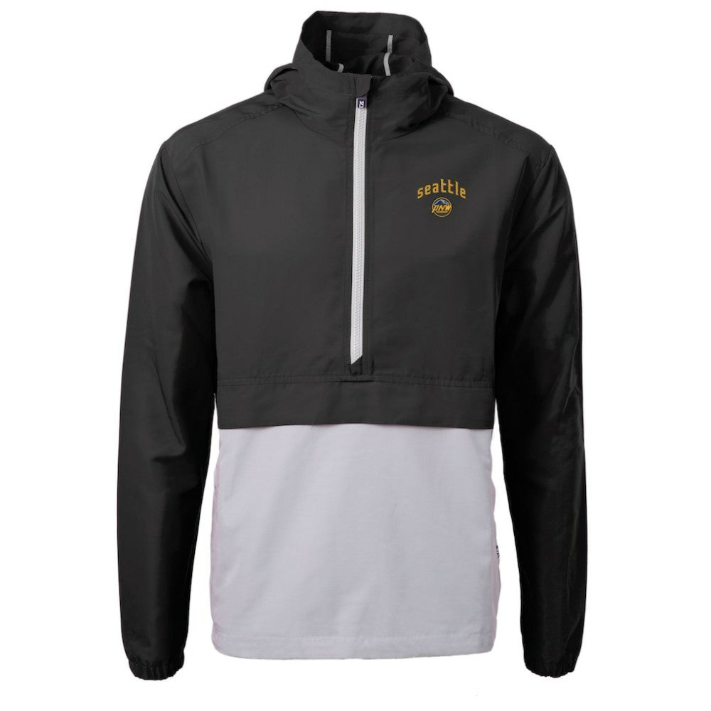 Seattle Mariners Cutter & Buck City Connect Charter Eco Recycled Half-Zip Anorak Jacket Black/Gray