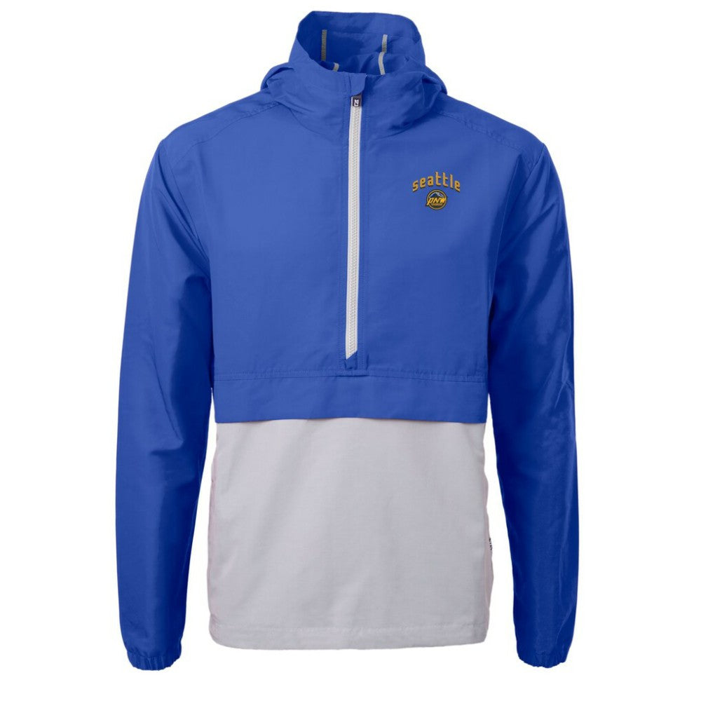 Seattle Mariners Cutter & Buck City Connect Charter Eco Recycled Half-Zip Anorak Jacket Blue/Gray
