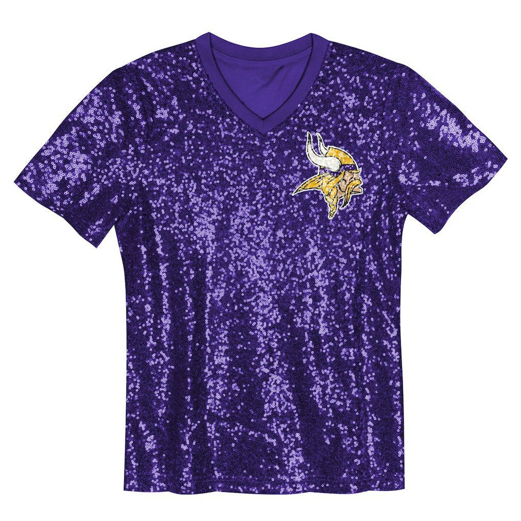 Justin Jefferson Minnesota Vikings Girls Youth Sequin V-Neck Fashion Jersey - Purple for sale
