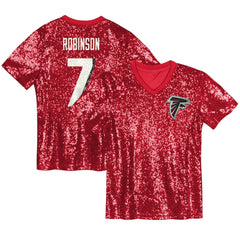 Bijan Robinson Atlanta Falcons Girls Youth Sequin V-Neck Fashion Jersey - Red sale
