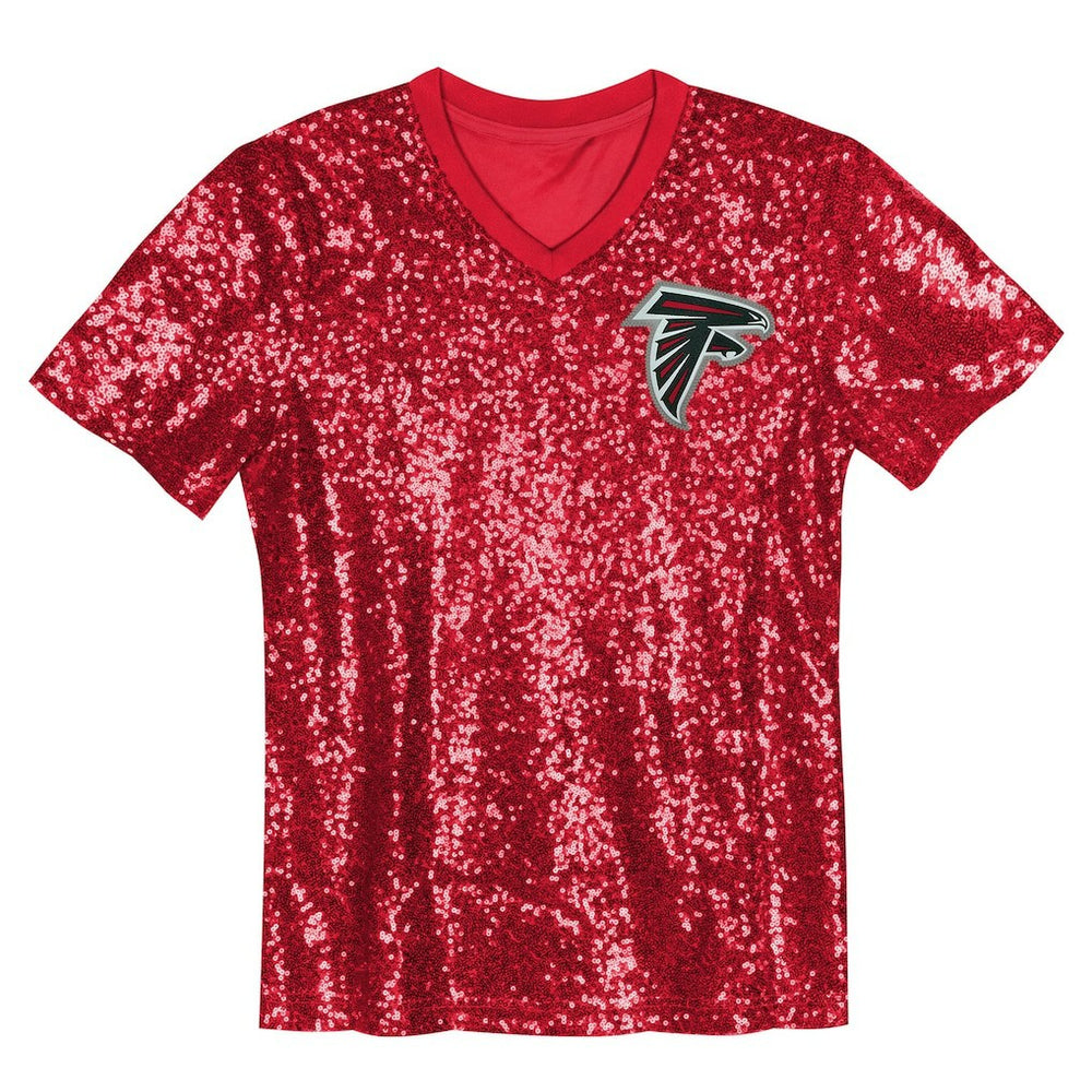 Bijan Robinson Atlanta Falcons Girls Youth Sequin V-Neck Fashion Jersey - Red sale