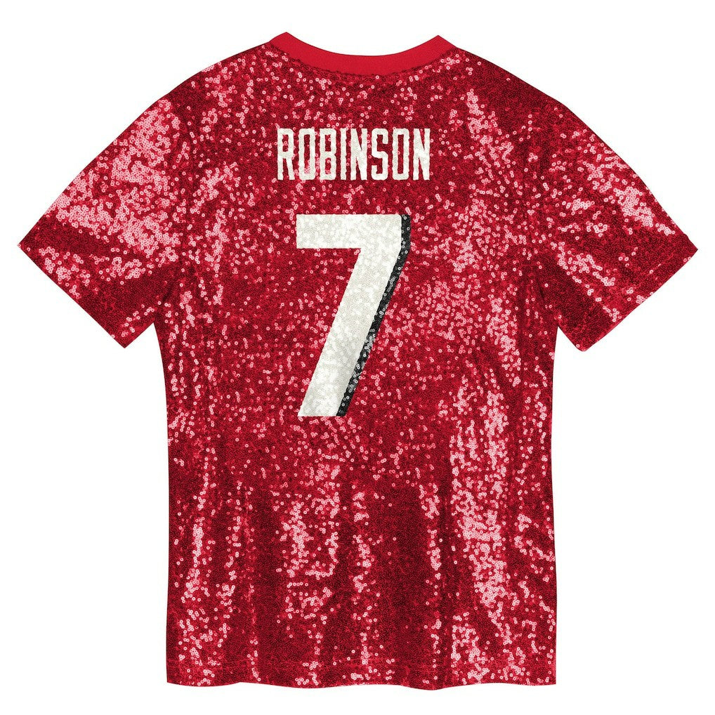 Bijan Robinson Atlanta Falcons Girls Youth Sequin V-Neck Fashion Jersey - Red sale