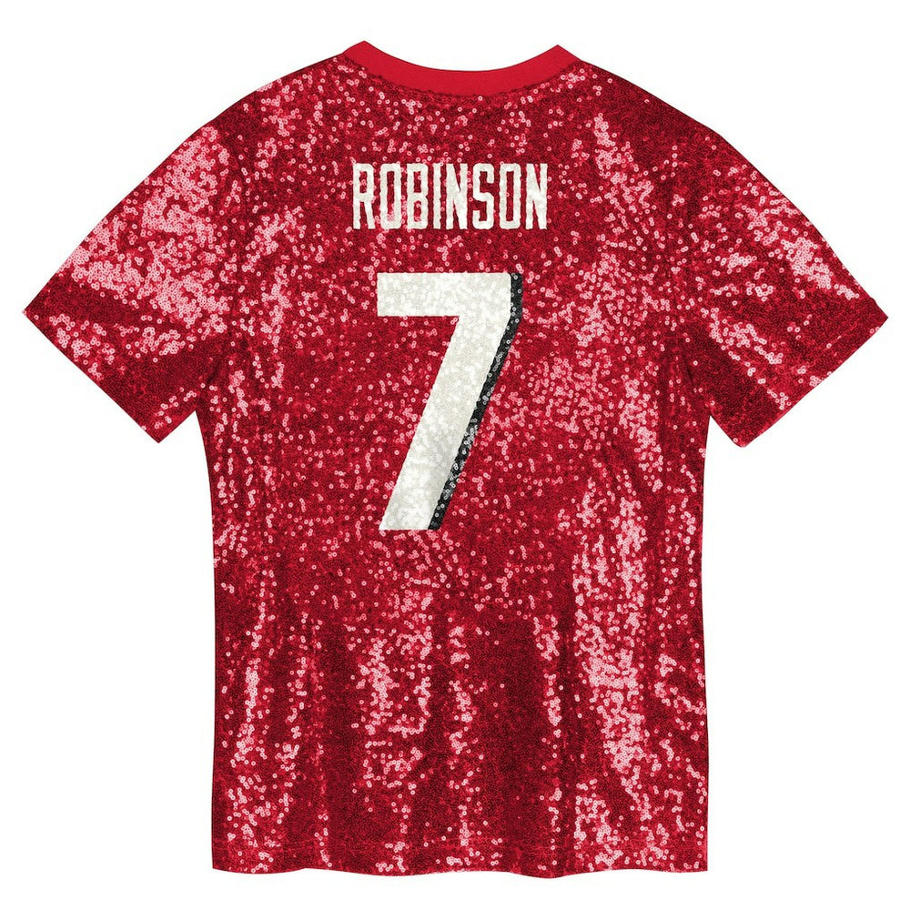 Bijan Robinson Atlanta Falcons Girls Youth Sequin V-Neck Fashion Jersey - Red sale
