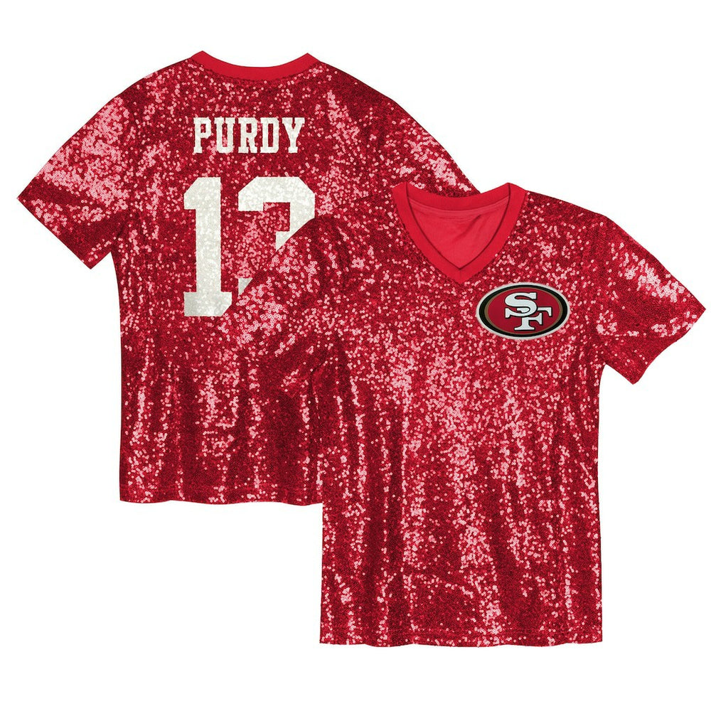 Brock Purdy San Francisco 49ers Girls Youth Sequin V-Neck Fashion Jersey - Scarlet cheap