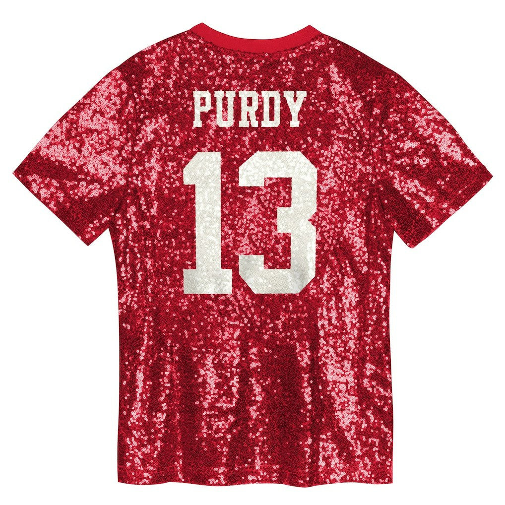 Brock Purdy San Francisco 49ers Girls Youth Sequin V-Neck Fashion Jersey - Scarlet cheap