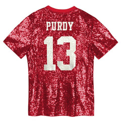 Brock Purdy San Francisco 49ers Girls Youth Sequin V-Neck Fashion Jersey - Scarlet cheap