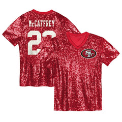 Christian McCaffrey San Francisco 49ers Girls Youth Sequin V-Neck Fashion Jersey - Scarlet outlet