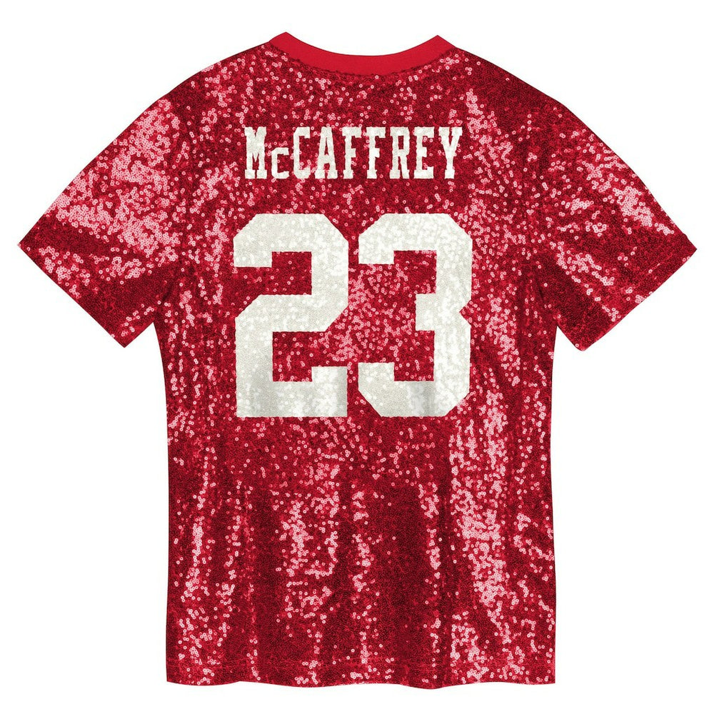 Christian McCaffrey San Francisco 49ers Girls Youth Sequin V-Neck Fashion Jersey - Scarlet outlet