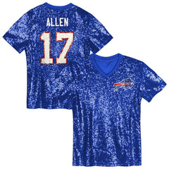 Josh Allen Buffalo Bills Girls Youth Sequin V-Neck Fashion Jersey - Royal sale
