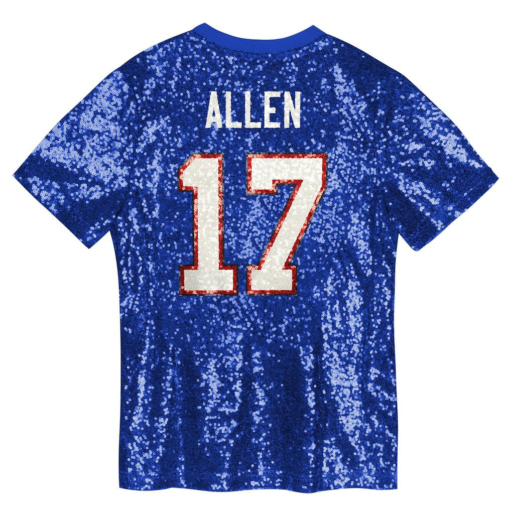Josh Allen Buffalo Bills Girls Youth Sequin V-Neck Fashion Jersey - Royal sale
