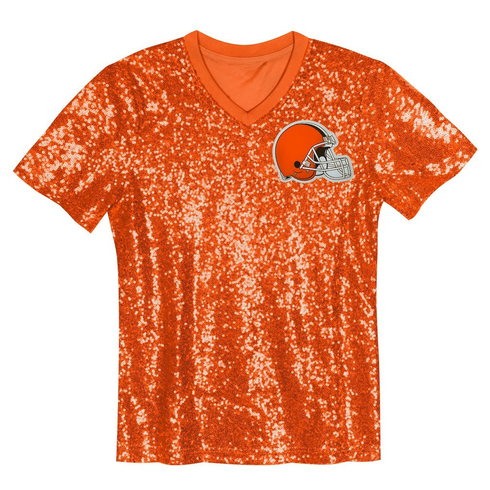 Myles Garrett Cleveland Browns Girls Youth Sequin V-Neck Fashion Jersey - Orange sale