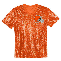 Myles Garrett Cleveland Browns Girls Youth Sequin V-Neck Fashion Jersey - Orange sale