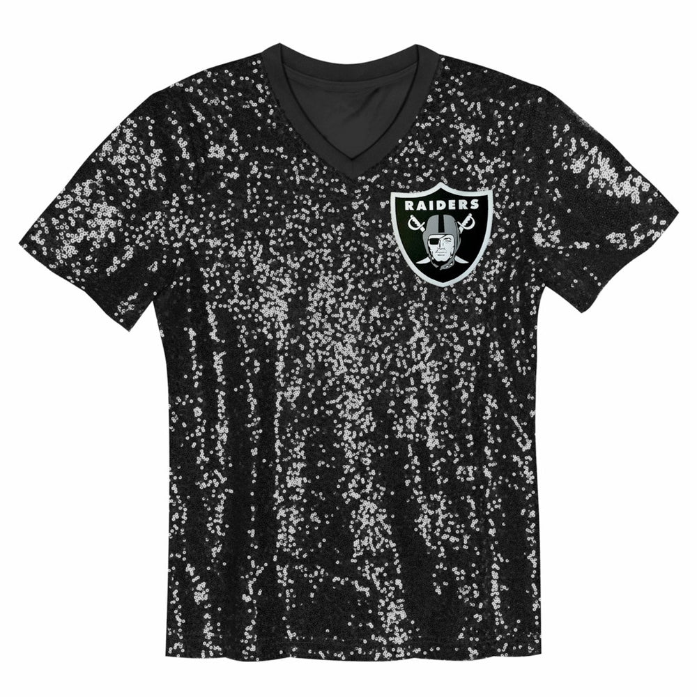 Maxx Crosby Las Vegas Raiders Girls Youth Sequin V-Neck Fashion Jersey - Black sale