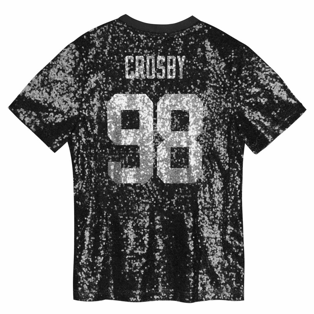 Maxx Crosby Las Vegas Raiders Girls Youth Sequin V-Neck Fashion Jersey - Black sale