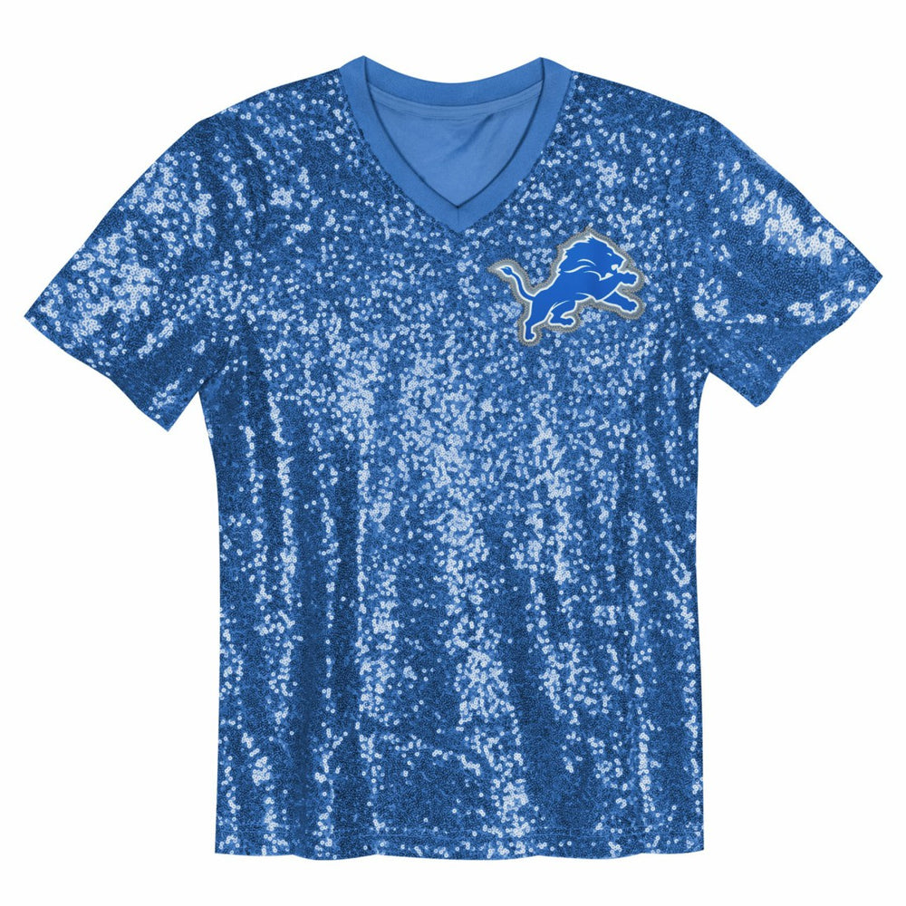 Aidan Hutchinson Detroit Lions Girls Youth Sequin V-Neck Fashion Jersey - Blue outlet