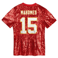 Patrick Mahomes Kansas City Chiefs Girls Youth Sequin V-Neck Fashion Jersey - Red sale