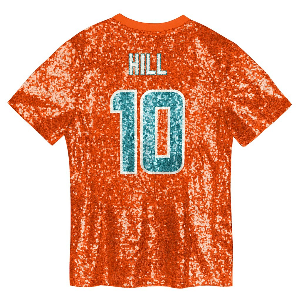 Tyreek Hill Miami Dolphins Girls Youth Sequin V-Neck Fashion Jersey - Orange on sale