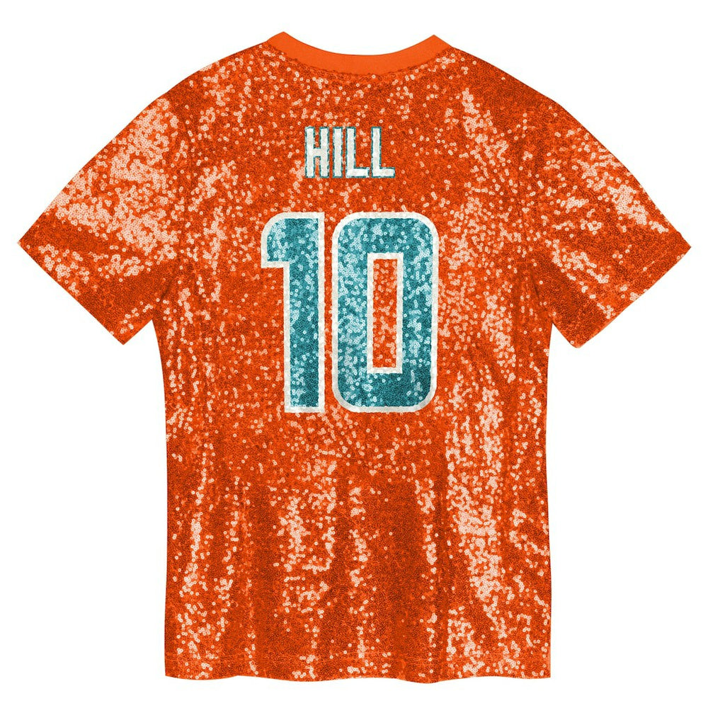 Tyreek Hill Miami Dolphins Girls Youth Sequin V-Neck Fashion Jersey - Orange on sale