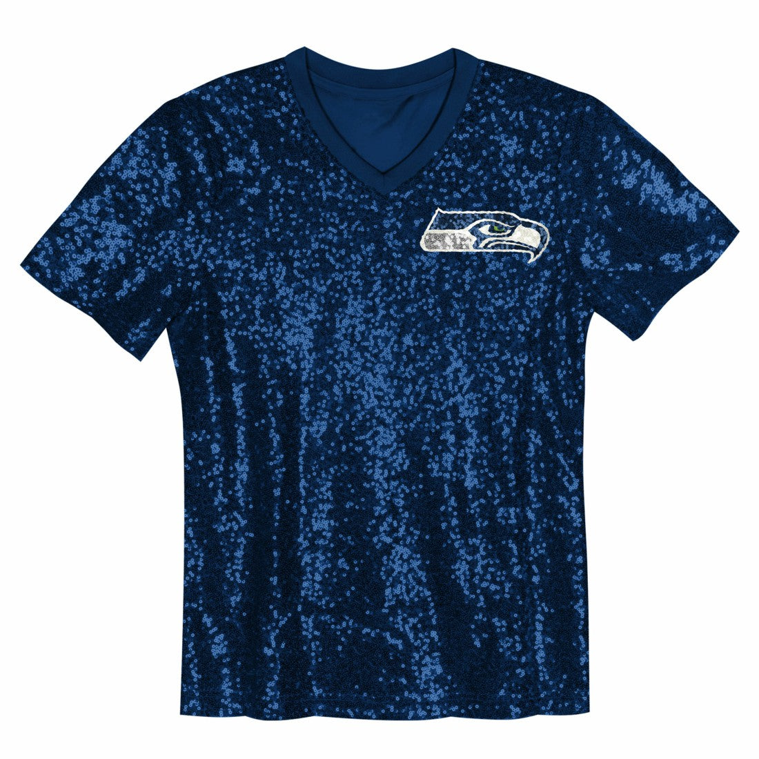 12 Fan Seattle Seahawks Girls Youth Sequin V-Neck Fashion Jersey - College Navy on sale