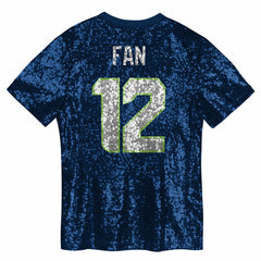 12 Fan Seattle Seahawks Girls Youth Sequin V-Neck Fashion Jersey - College Navy on sale