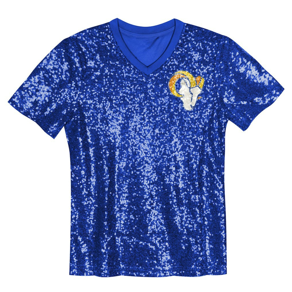 Puka Nacua Los Angeles Rams Girls Youth Sequin V-Neck Fashion Jersey - Royal for sale