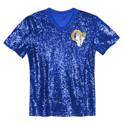 Puka Nacua Los Angeles Rams Girls Youth Sequin V-Neck Fashion Jersey - Royal for sale