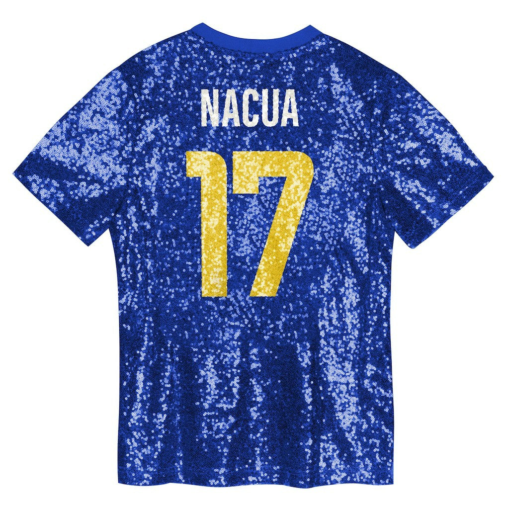 Puka Nacua Los Angeles Rams Girls Youth Sequin V-Neck Fashion Jersey - Royal for sale