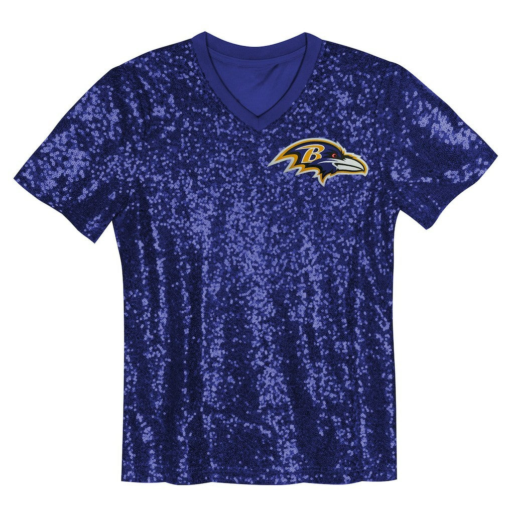 Lamar Jackson Baltimore Ravens Girls Youth Sequin V-Neck Fashion Jersey - Purple online