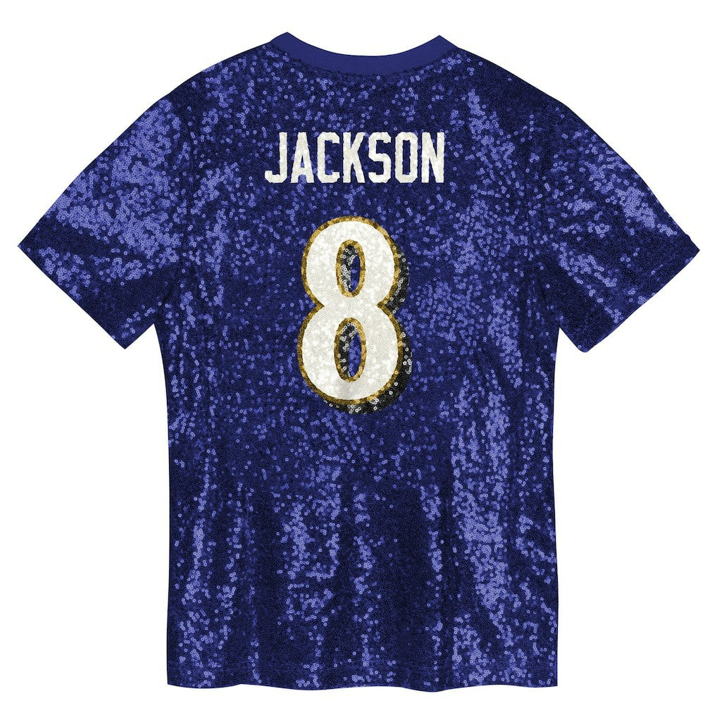 Lamar Jackson Baltimore Ravens Girls Youth Sequin V-Neck Fashion Jersey - Purple online