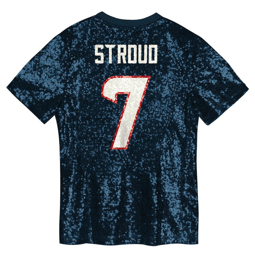 C.J. Stroud Houston Texans Girls Youth Sequin V-Neck Fashion Jersey - Navy discount