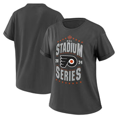 Philadelphia Flyers WEAR by Erin Andrews Women's 2024 NHL Stadium Series Boyfriend T-Shirt - Charcoal T-shirts