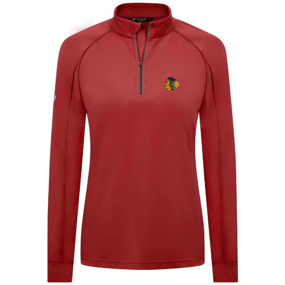 Chicago Blackhawks Levelwear Women's Kinetic Insignia Core Quarter-Zip Pullover Top - Red Pullover