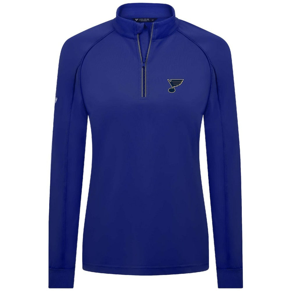 St. Louis Blues Levelwear Women's Kinetic Insignia Core Quarter-Zip Pullover Top - Blue Pullover
