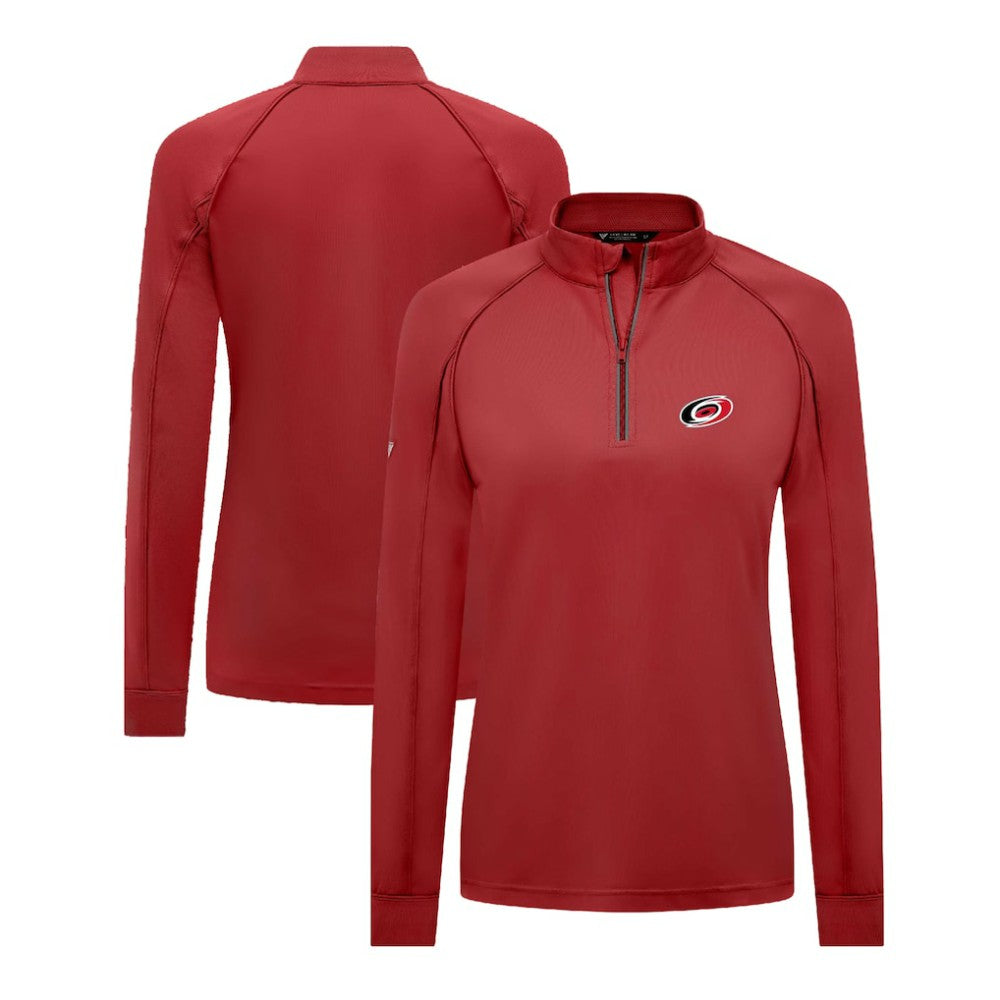 Carolina Hurricanes Levelwear Women's Kinetic Insignia Core Quarter-Zip Pullover Top - Red Pullover