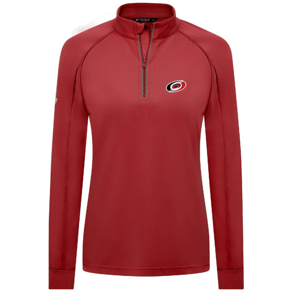 Carolina Hurricanes Levelwear Women's Kinetic Insignia Core Quarter-Zip Pullover Top - Red Pullover