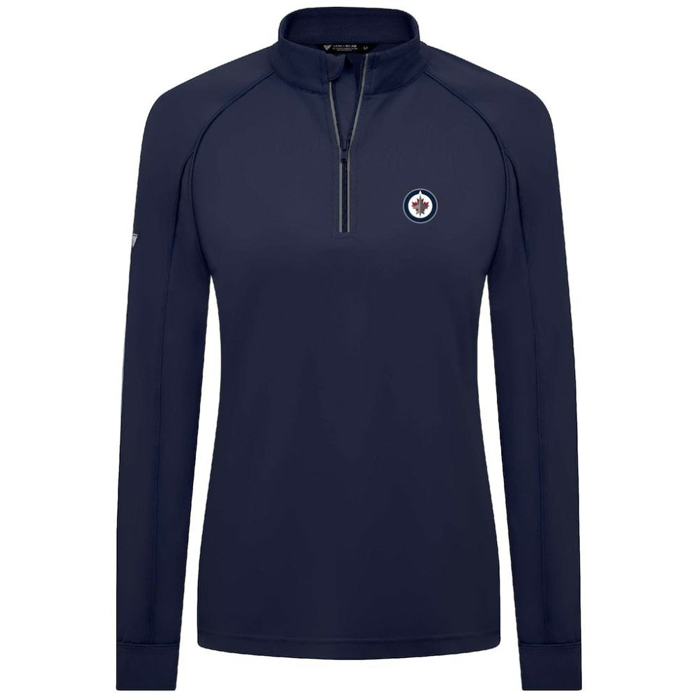 Winnipeg Jets Levelwear Women's Kinetic Insignia Core Quarter-Zip Pullover Top - Navy Pullover