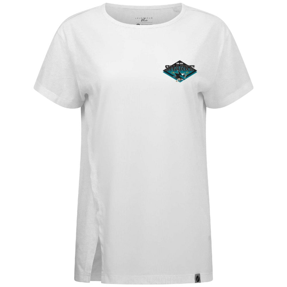 San Jose Sharks Levelwear Women's Influx Club Patch 2.0 T-Shirt - White T-shirts