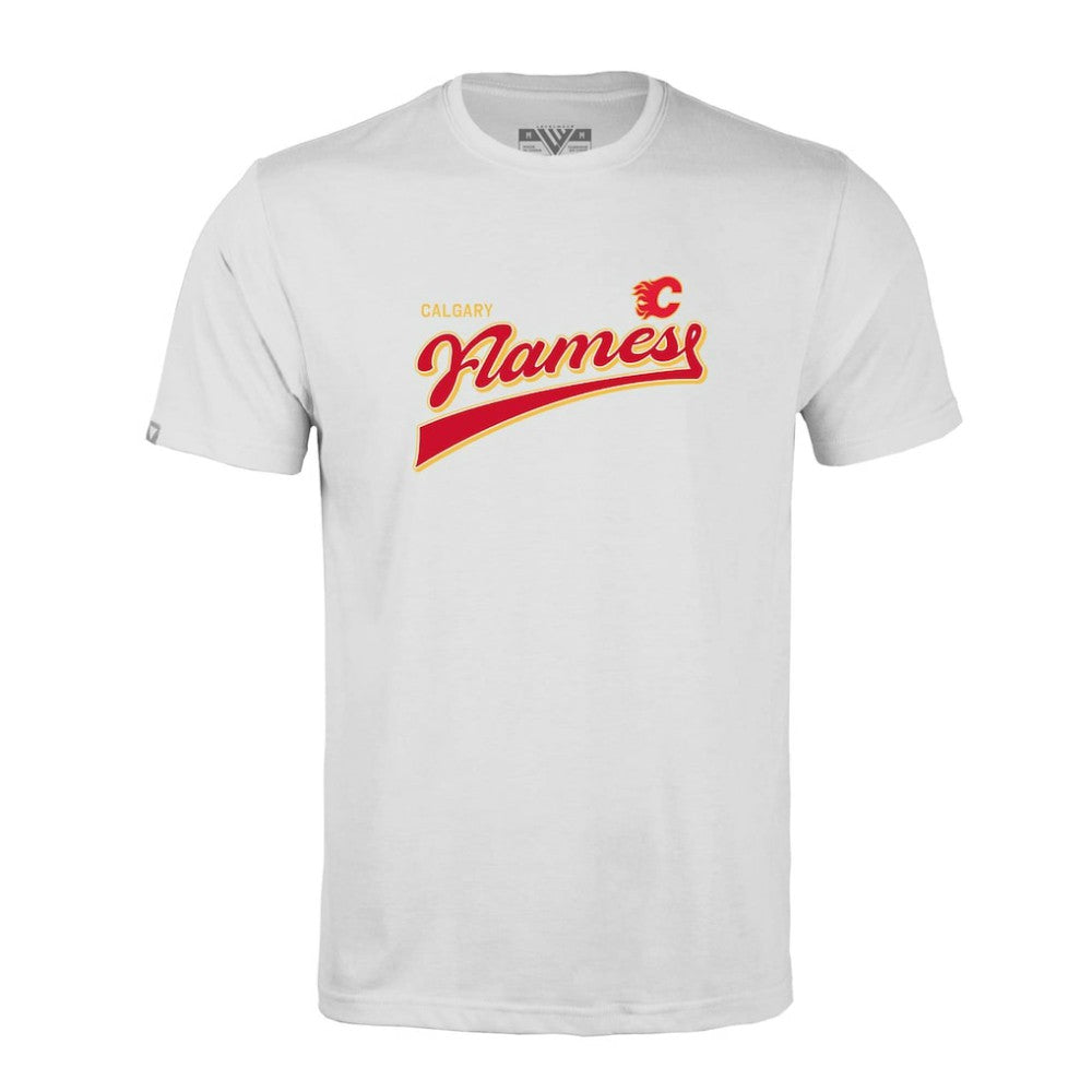 Calgary Flames Levelwear Richmond Retro Script T-Shirt - White T-shirts