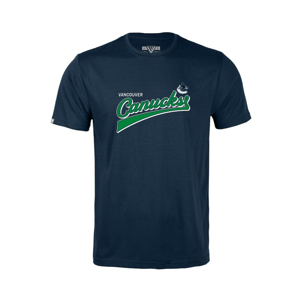 Vancouver Canucks Levelwear Youth Little Richmond Retro Script T-Shirt - Navy T-shirts