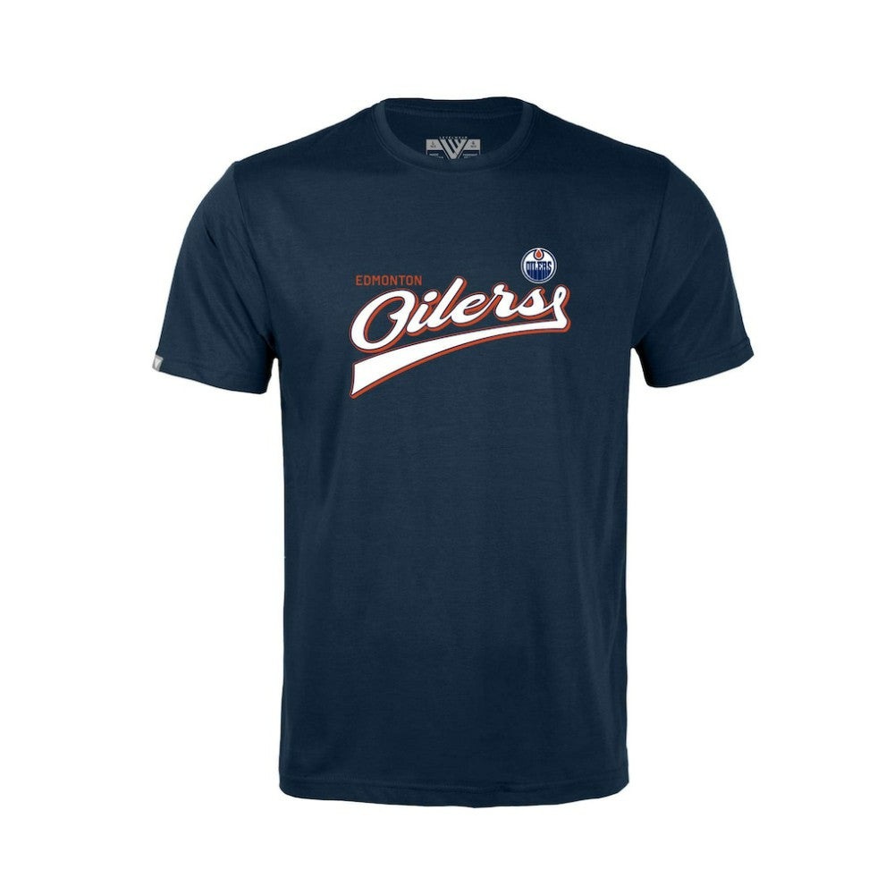 Edmonton Oilers Levelwear Youth Little Richmond Retro Script T-Shirt - Navy T-shirts