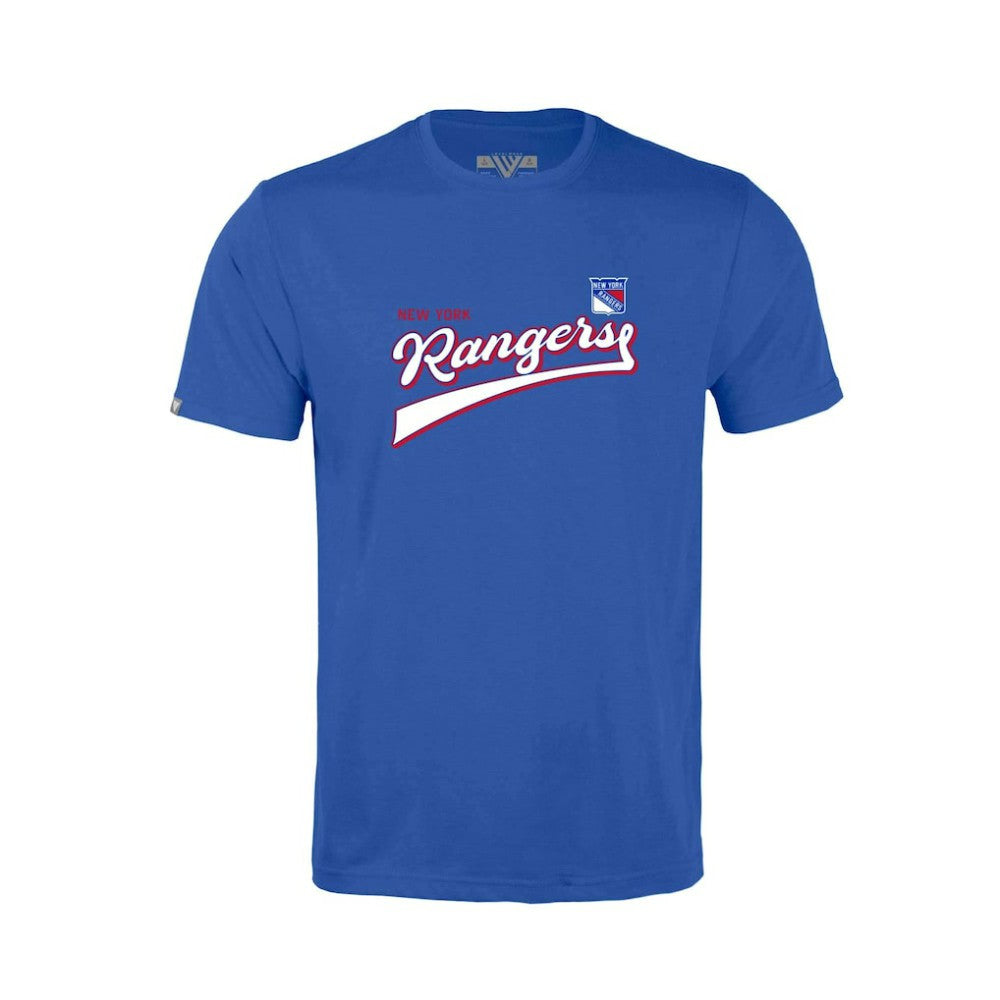 New York Rangers Levelwear Youth Little Richmond Retro Script T-Shirt - Blue T-shirts