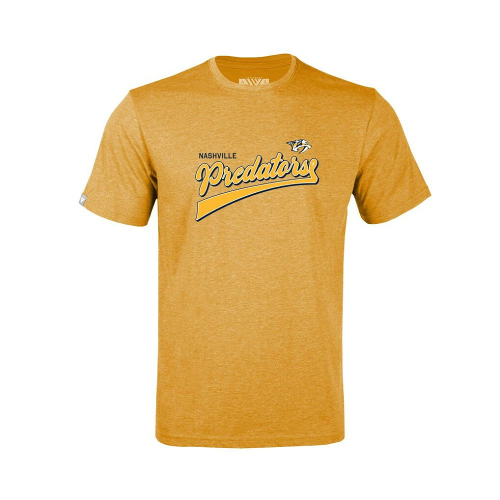 Nashville Predators Levelwear Youth Little Richmond Retro Script T-Shirt - Gold T-shirts